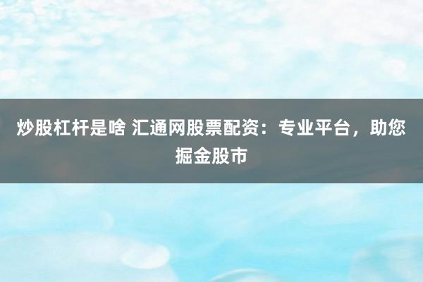 炒股杠杆是啥 汇通网股票配资：专业平台，助您掘金股市