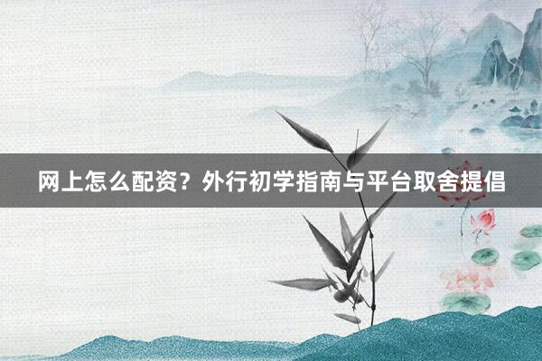 网上怎么配资？外行初学指南与平台取舍提倡