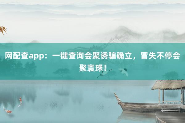 网配查app:一键查询会聚诱骗确立,冒失不停会聚寰球!