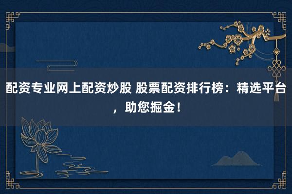配资专业网上配资炒股 股票配资排行榜：精选平台，助您掘金！