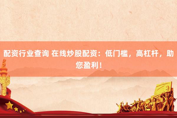 配资行业查询 在线炒股配资：低门槛，高杠杆，助您盈利！