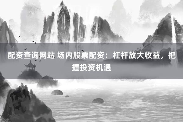 配资查询网站 场内股票配资:杠杆放大收益,把握投资机遇